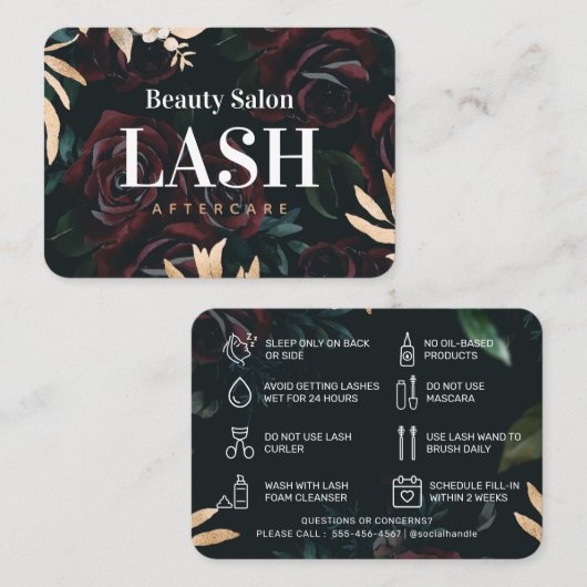 ラグジュアリー金ゴールドバララッシュアフターケアカード 名刺 (正面/裏面)