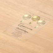 ラグジュアリー金ゴールドバルーン紙吹雪スタークインセアニラ アクリル招待状 (レイダウン)