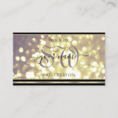 ラグジュアリー金ゴールドパープルグリッターイニシャルブラックゴールデン 名刺 (正面)