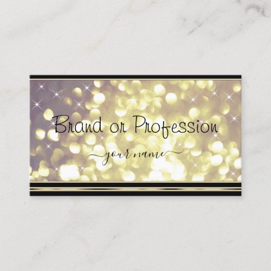 ラグジュアリー金ゴールドパープルグリッタースターズブラックアンドゴールデン 名刺 (正面)