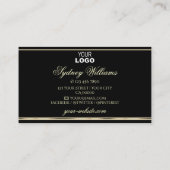 ラグジュアリー金ゴールドパープルグリッターロゴブラックゴールデンデコール 名刺 (裏面)