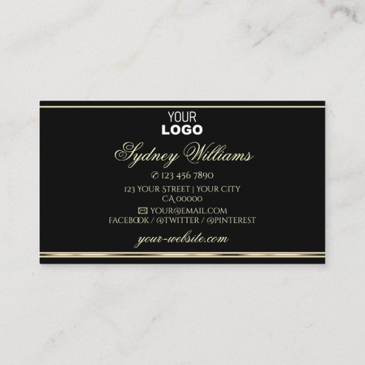 ラグジュアリー金ゴールドパープルグリッターロゴブラックゴールデンデコール 名刺 (裏面)