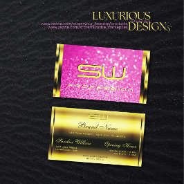 ラグジュアリー金ゴールドピガーリーンクグリッタースパークルイニシャル 名刺