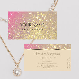 ラグジュアリー金ゴールドピンクパープルグリッタースターズエレガンス 名刺