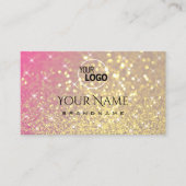 ラグジュアリー金ゴールドピンクパープルグリッタースパルクルスターズロゴ 名刺 (正面)