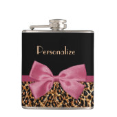 ラグジュアリー金ゴールドファーヒョウ柄メイブボウ（名前あり） フラスク (正面)