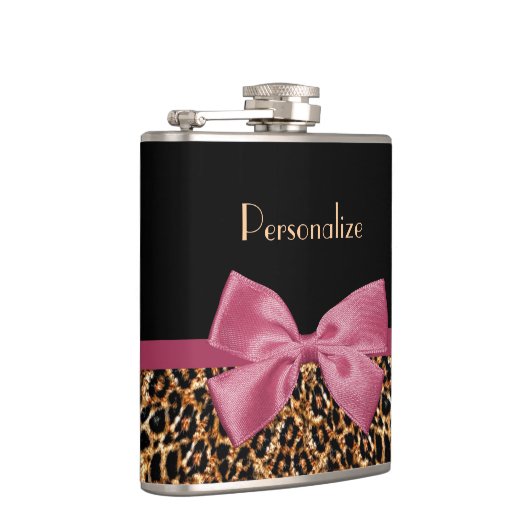 ラグジュアリー金ゴールドファーヒョウ柄メイブボウ（名前あり） フラスク (右)