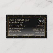 ラグジュアリー金ゴールドフレームダークグラデスタイリッシューション(ロゴ付き) 名刺 (裏面)