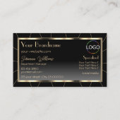 ラグジュアリー金ゴールドフレームダークグラデモダンーション(ロゴ付き) 名刺 (裏面)