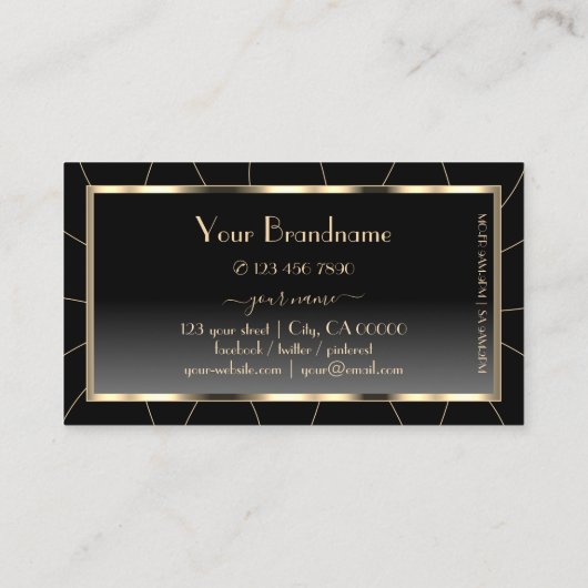 ラグジュアリー金ゴールドフレームダークグラデーショングラマーとロゴ 名刺 (裏面)