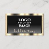 ラグジュアリー金ゴールドフレームダークグラデーショングラマーとロゴ 名刺 (正面)