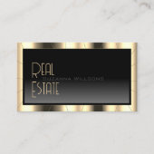 ラグジュアリー金ゴールドフレームダークモダングラディエントラグジュアラム 名刺 (正面)