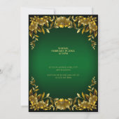 ラグジュアリー金ゴールドフレーム結婚オン緑 招待状 (裏面)