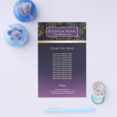 ラグジュアリー金ゴールドフローラルパターンパープルサロン&スパ チラシ (シングル)