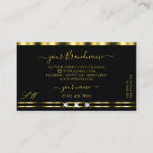 ラグジュアリー金ゴールドブラックきらめくダイアモンズモノグラム 名刺 (裏面)