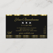 ラグジュアリー金ゴールドブラックきらめくダイヤモンドイニシャル 名刺 (裏面)