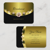 ラグジュアリー金ゴールドブラックきらめくダイヤモンドプロフェッショナル 名刺 (正面/裏面)