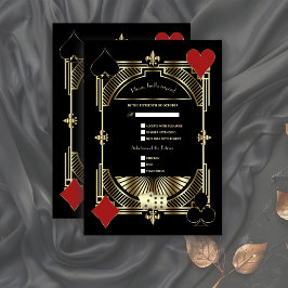 ラグジュアリー金ゴールドブラックアールデコローアリング結婚20s 出欠カード