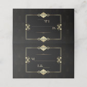 ラグジュアリー金ゴールドブラックアールデコ結婚1920s プレイスカード (外部開封)