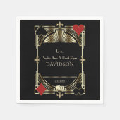 ラグジュアリー金ゴールドブラックギャツビースタイルローリング20結婚s スタンダードカクテルナプキン (正面)