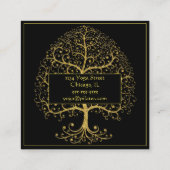 ラグジュアリー金ゴールドブラックツリーオブライフパーソナライズされた スクエア名刺 (裏面)