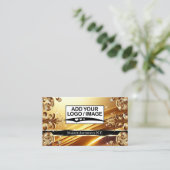ラグジュアリー金ゴールドブラックデラックスゴールデンウィズロゴ 名刺 (スタンド正面)