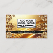 ラグジュアリー金ゴールドブラックデラックスゴールデンウィズロゴ 名刺 (正面)