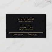 ラグジュアリー金ゴールドブラックフローラモノグラムミニマル 名刺 (裏面)