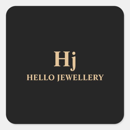 ラグジュアリー金ゴールドブラックモノグラムミニマル スクエアシール (正面)