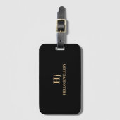 ラグジュアリー金ゴールドブラックモノグラムミニマル ラゲッジタグ (正面縦)