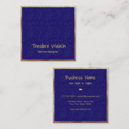 ラグジュアリー金ゴールドブルーフローラプロフェッショナル スクエア名刺