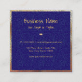 ラグジュアリー金ゴールドブルーフローラプロフェッショナル スクエア名刺 (裏面)