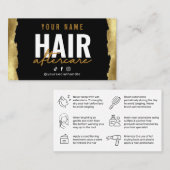 ラグジュアリー金ゴールドヘアアフターケアカード 名刺 (正面/裏面)