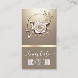 ラグジュアリー金ゴールドベージュフローラ書道かわいらしリース 名刺