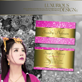 ラグジュアリー金ゴールドホットピンクグリッタースターイニシャル 名刺