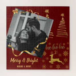 ラグジュアリー金ゴールドホリデーギフトカワイファミリータイポグラフィ ジグソーパズル