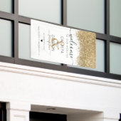 ラグジュアリー金ゴールドホワイトグリッター結婚紙吹雪の歓迎 横断幕 (ビルの外側)