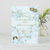 ラグジュアリー金ゴールドホワイトマーブルリングや輪結婚式招待状 (スタンド正面)