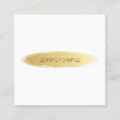 ラグジュアリー金ゴールドホワモダンイエレガントトシンプルプレーン スクエア名刺 (正面)