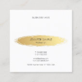 ラグジュアリー金ゴールドホワモダンイエレガントトシンプルプレーン スクエア名刺 (裏面)