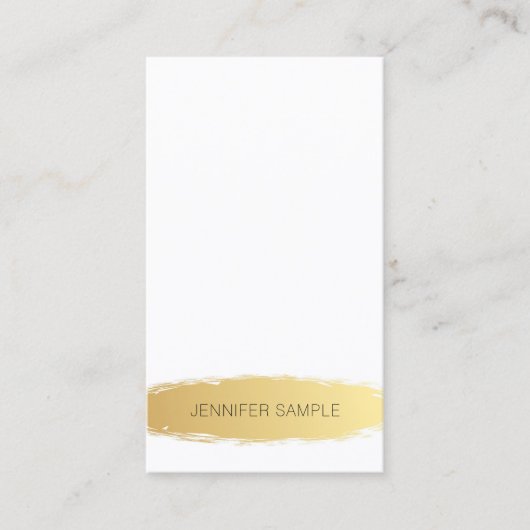 ラグジュアリー金ゴールドホワモダンイエレガントトシンプルプレーン 名刺 (正面)