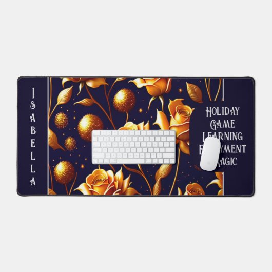 ラグジュアリー金ゴールドボホバラコレクシモダンョン デスクマット (キーボード&マウス)