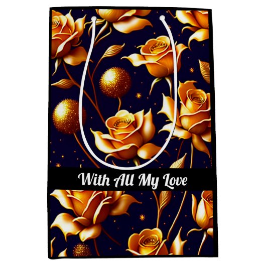 ラグジュアリー金ゴールドボホバラコレクシモダンョン ミディアムペーパーバッグ (正面)