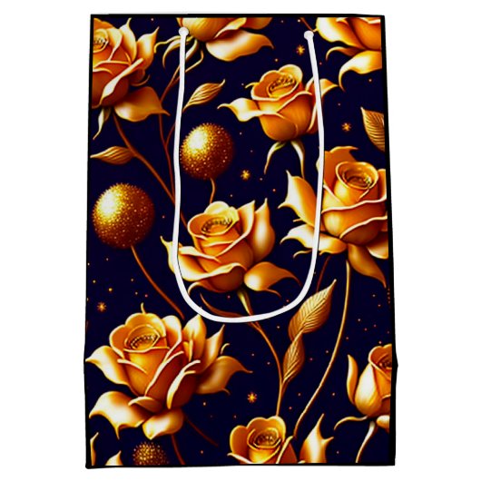 ラグジュアリー金ゴールドボホバラコレクシモダンョン ミディアムペーパーバッグ (裏面)