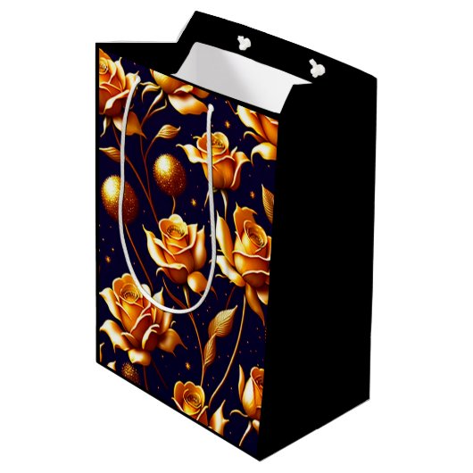 ラグジュアリー金ゴールドボホバラコレクシモダンョン ミディアムペーパーバッグ (裏面アングル)