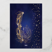 ラグジュアリー金ゴールドマスカレードキンセアニラマスクデザイン 箔招待状 (裏面)