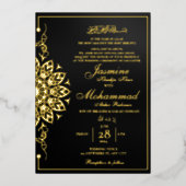 ラグジュアリー金ゴールドマンダラ結婚ムスリムズニカ 箔招待状 (正面)