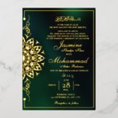ラグジュアリー金ゴールドマンダラ結婚ムスリムズニカ 箔招待状 (正面)
