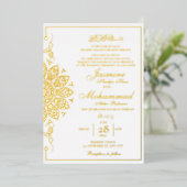 ラグジュアリー金ゴールドマンダラ結婚ムスリムズニカ 箔招待状 (立ち正面)
