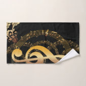 ラグジュアリー金ゴールドミュージックノート装飾品 バスタオルセット (ハンドタオル)
